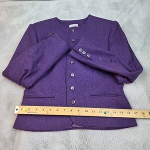 VTG JG Hook Womens Felted Wool Blazer 4 Purple Collarless Button Front‎ Made USA